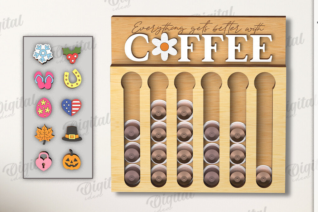 Intra απο ξύλο plywood 3mm-4mm πάχος Τρισδιάστατη θήκη για καφέ με λέιζερ Δίασταση 30x20 cm INTRAFABR-120106024