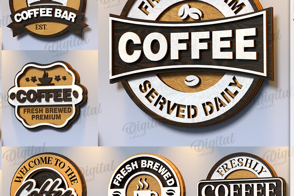 Intra απο ξύλο plywood 3mm-4mm πάχος 3D Coffee Signs Δίασταση 30x20 cm INTRAFABR-120971931