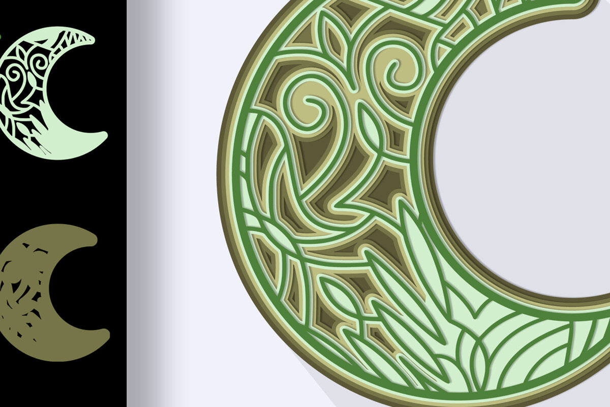 Intra απο ξύλο plywood 3mm-4mm πάχος 3D Crescent Moon Mandala Multilayer Δίασταση 30x30 cm INTRAFABR-24865630