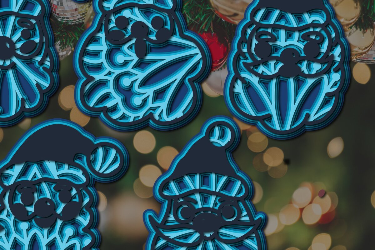 Σετ των 2 Intra απο ξύλο plywood 3mm-4mm πάχος 3D Cricut Χριστουγέννων Santa Δίασταση 15x15 cm INTRAFABR-36340189