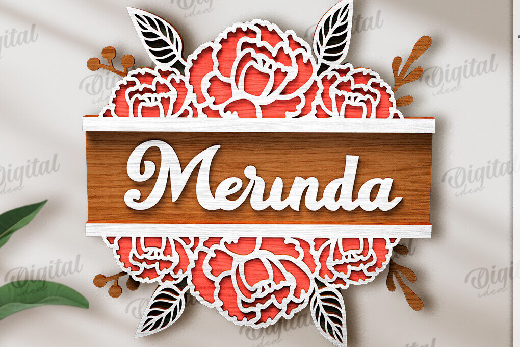 Intra απο ξύλο plywood 3mm-4mm πάχος Τρισδιάστατη φλοράλ πινακίδα πόρτας με λέιζερ Δίασταση 30x20 cm INTRAFABR-120365549