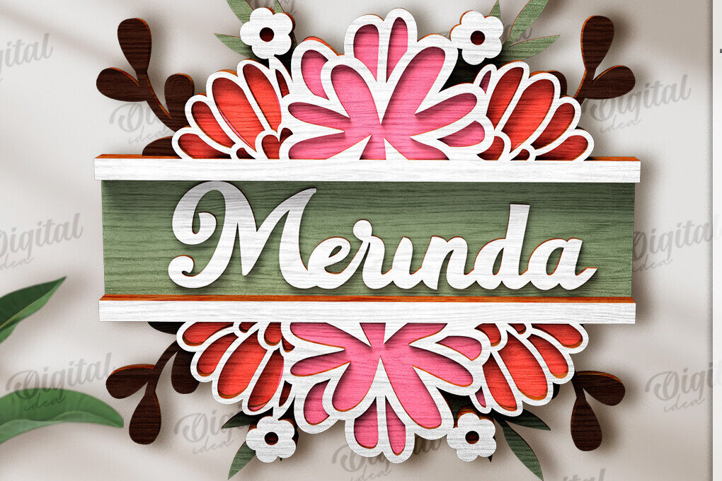 Intra απο ξύλο plywood 3mm-4mm πάχος Τρισδιάστατη φλοράλ πινακίδα πόρτας με λέιζερ Δίασταση 30x20 cm INTRAFABR-120365143