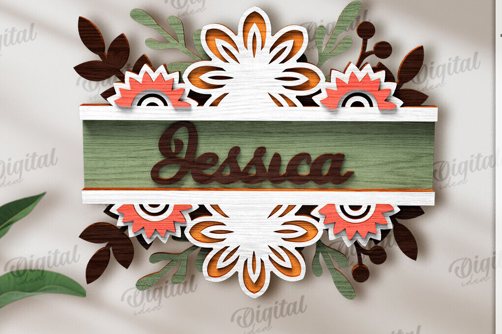 Intra απο ξύλο plywood 3mm-4mm πάχος Τρισδιάστατη φλοράλ πινακίδα πόρτας με λέιζερ Δίασταση 30x20 cm INTRAFABR-120365237