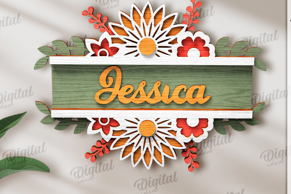 Intra απο ξύλο plywood 3mm-4mm πάχος Τρισδιάστατη φλοράλ πινακίδα πόρτας με λέιζερ Δίασταση 30x20 cm INTRAFABR-120365312