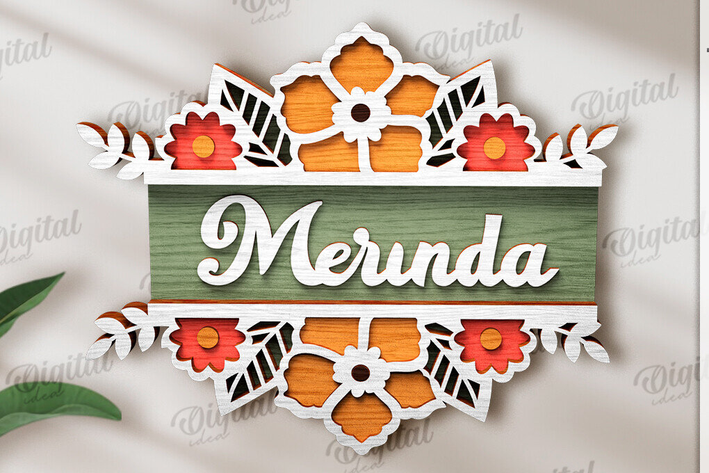 Intra απο ξύλο plywood 3mm-4mm πάχος Τρισδιάστατη φλοράλ πινακίδα πόρτας με λέιζερ Δίασταση 30x20 cm INTRAFABR-120365411