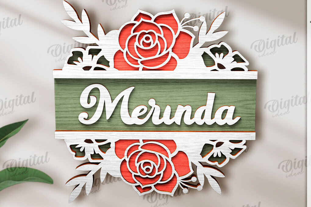 Intra απο ξύλο plywood 3mm-4mm πάχος Τρισδιάστατη φλοράλ πινακίδα πόρτας με λέιζερ Δίασταση 30x20 cm INTRAFABR-120365508