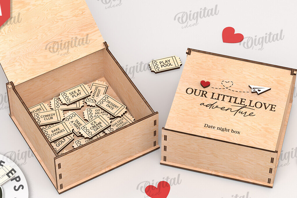 Intra απο ξύλο plywood 3mm-4mm πάχος 3D Date Night Box &amp; Tokens Cut  Δίασταση 30x20 cm INTRAFABR-115369168