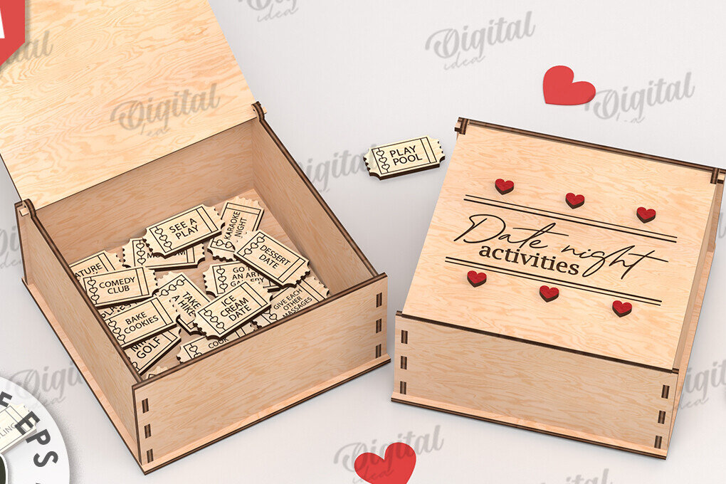 Intra απο ξύλο plywood 3mm-4mm πάχος 3D Date Night Box &amp; Tokens Cut  Δίασταση 30x20 cm INTRAFABR-115368612