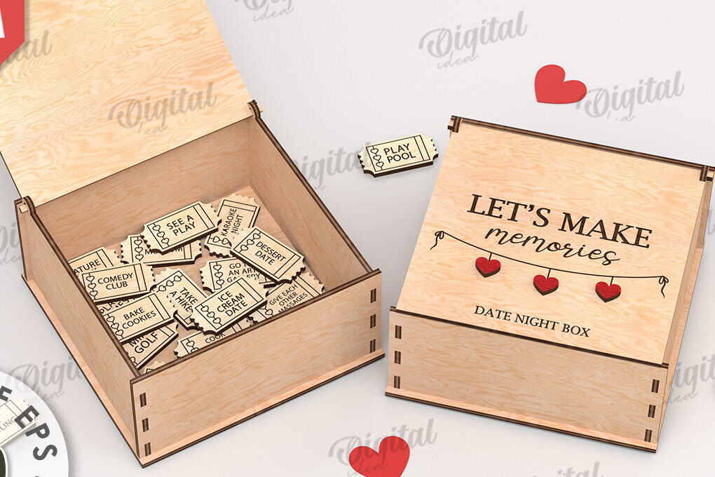 Intra απο ξύλο plywood 3mm-4mm πάχος 3D Date Night Box &amp; Tokens Cut  Δίασταση 30x20 cm INTRAFABR-115368704