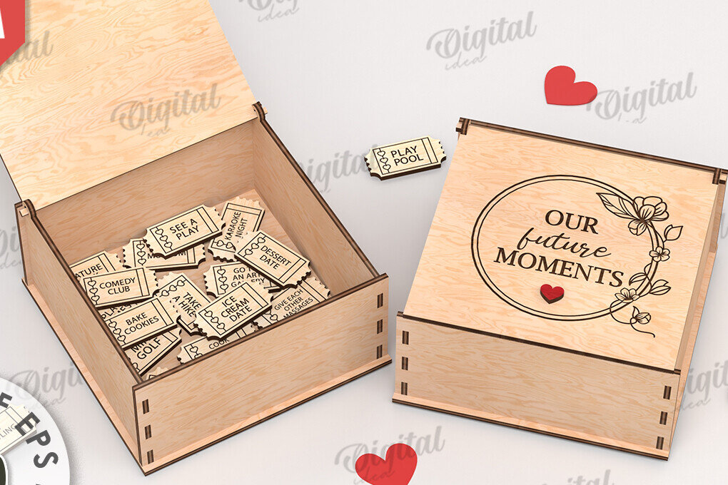Intra απο ξύλο plywood 3mm-4mm πάχος 3D Date Night Box &amp; Tokens Cut  Δίασταση 30x20 cm INTRAFABR-115368814