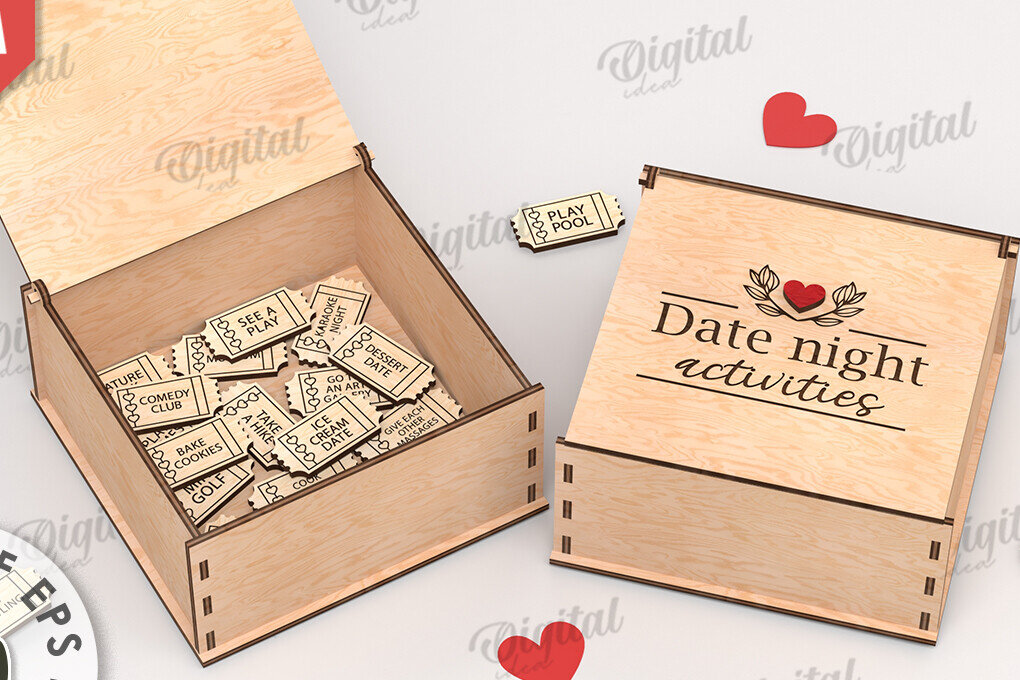 Intra απο ξύλο plywood 3mm-4mm πάχος 3D Date Night Box &amp; Tokens Cut  Δίασταση 30x20 cm INTRAFABR-115368891