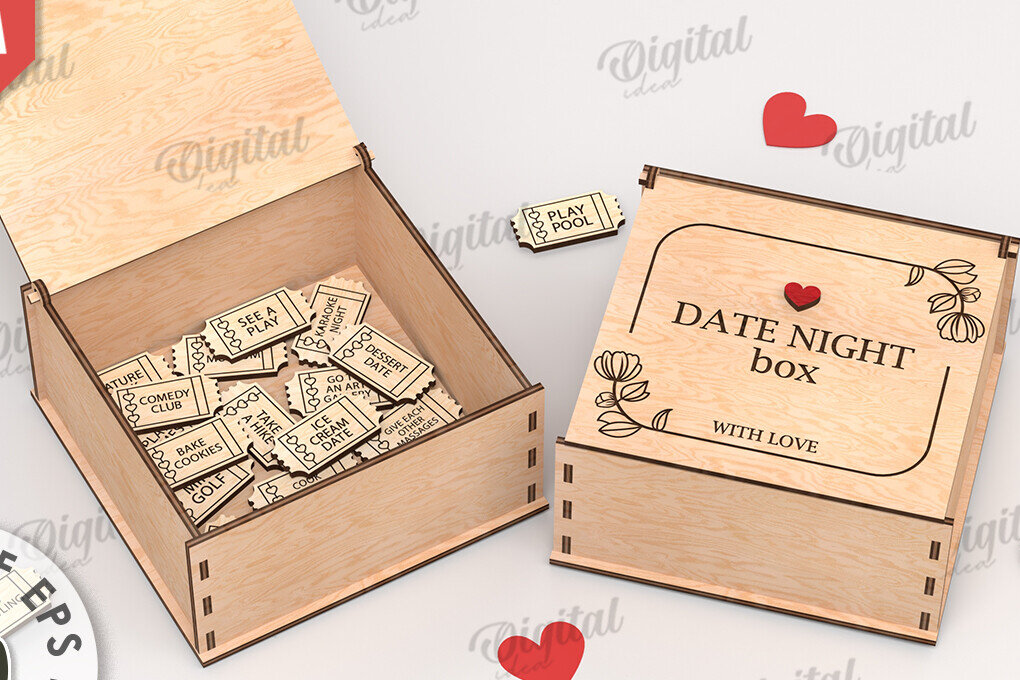 Intra απο ξύλο plywood 3mm-4mm πάχος 3D Date Night Box &amp; Tokens Cut  Δίασταση 30x20 cm INTRAFABR-115369055
