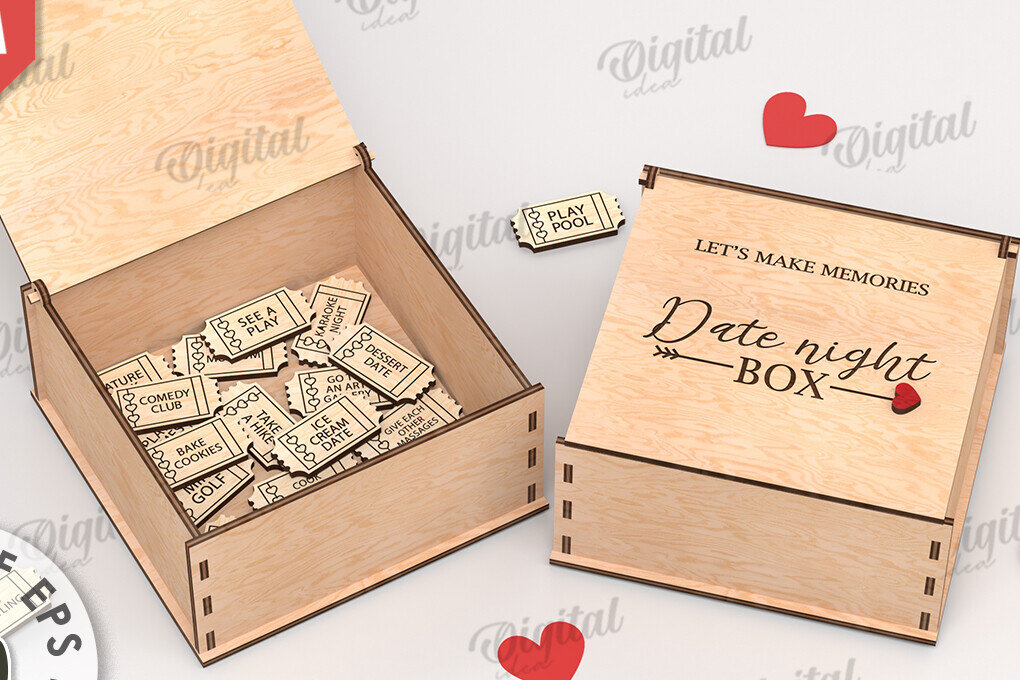 Intra απο ξύλο plywood 3mm-4mm πάχος 3D Date Night Box &amp; Tokens Cut  Δίασταση 30x20 cm INTRAFABR-115369108