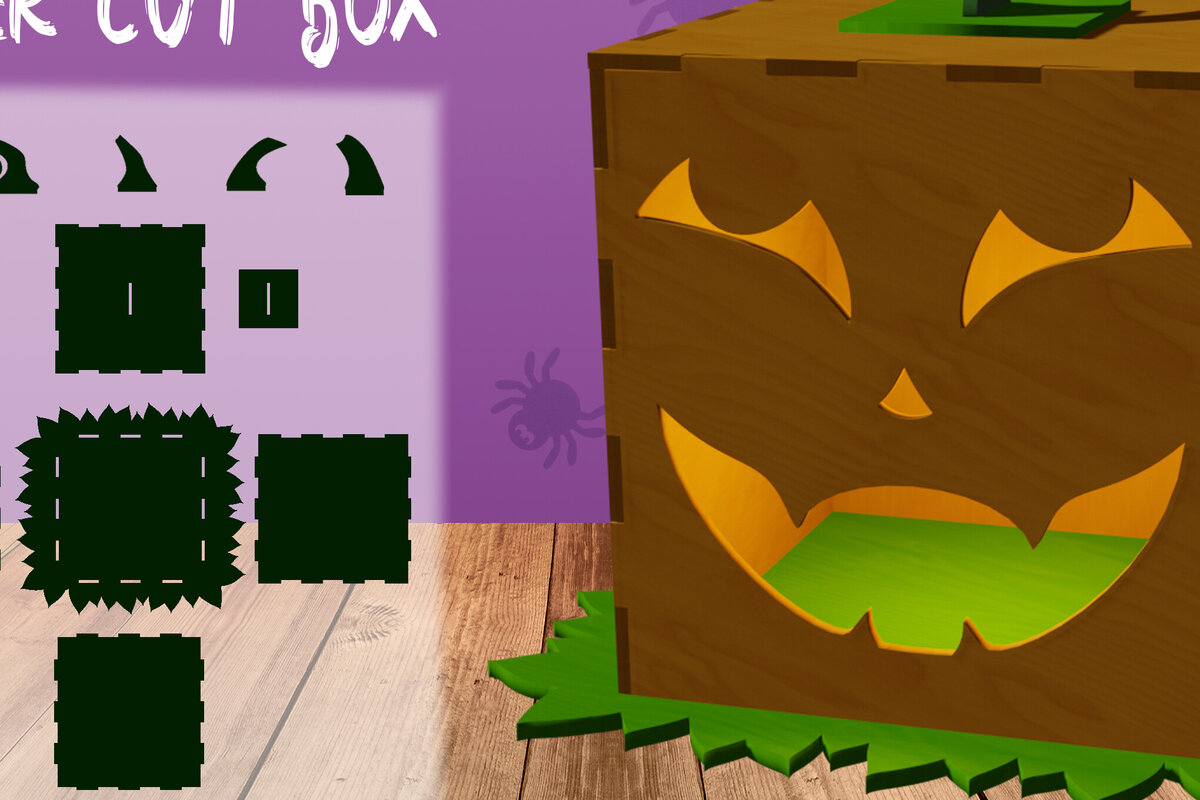 Σετ των 2 Intra απο ξύλο plywood 3mm-4mm πάχος Τρισδιάστατο ντεκόρ Jack O Lantern Cut Δίασταση 15x15 cm INTRAFABR-78570334