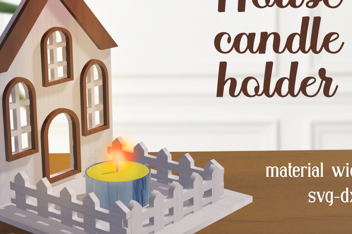 Intra απο ξύλο plywood 3mm-4mm πάχος Κηροπήγια τρισδιάστατης διακόσμησης House Δίασταση 30x20 cm INTRAFABR-80706113