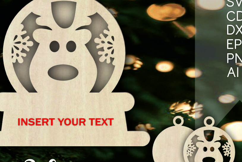 Σετ των 3 Intra απο ξύλο plywood 3mm-4mm πάχος Τρισδιάστατα χριστουγεννιάτικα στολίδια με στρώματα ελαφιού Δίασταση 8x8 cm INTRAFABR-103312973