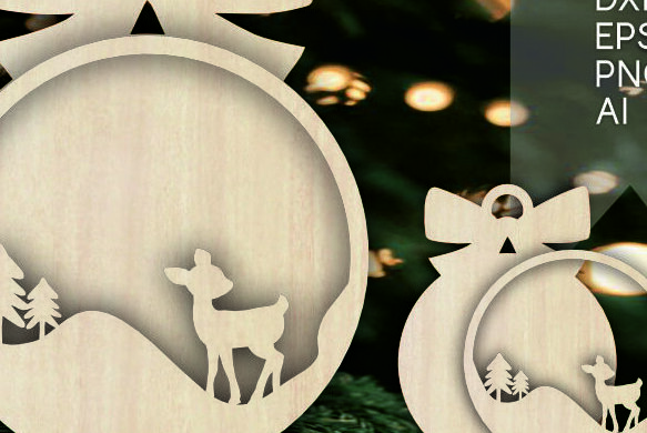 Σετ των 3 Intra απο ξύλο plywood 3mm-4mm πάχος Τρισδιάστατα χριστουγεννιάτικα στολίδια με στρώματα ελαφιού Δίασταση 8x8 cm INTRAFABR-105221046