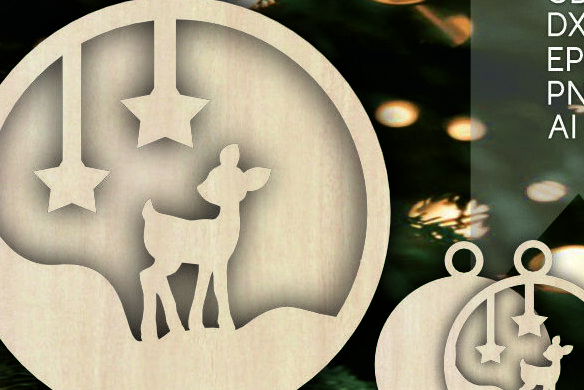 Σετ των 3 Intra απο ξύλο plywood 3mm-4mm πάχος Τρισδιάστατα χριστουγεννιάτικα στολίδια με στρώματα ελαφιού Δίασταση 8x8 cm INTRAFABR-108542517