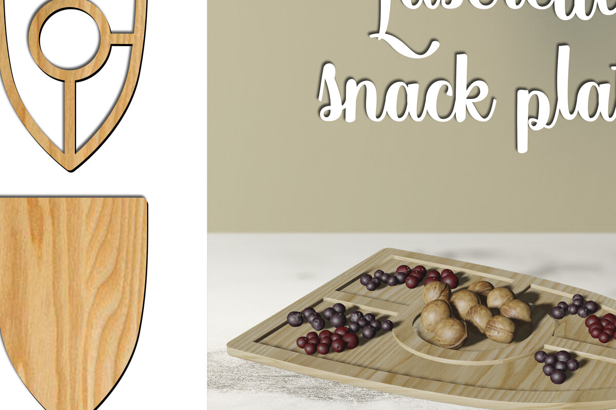 Intra απο ξύλο plywood 3mm-4mm πάχος 3D Design. Πιάτα σνακ Δίασταση 30x20 cm INTRAFABR-79220272