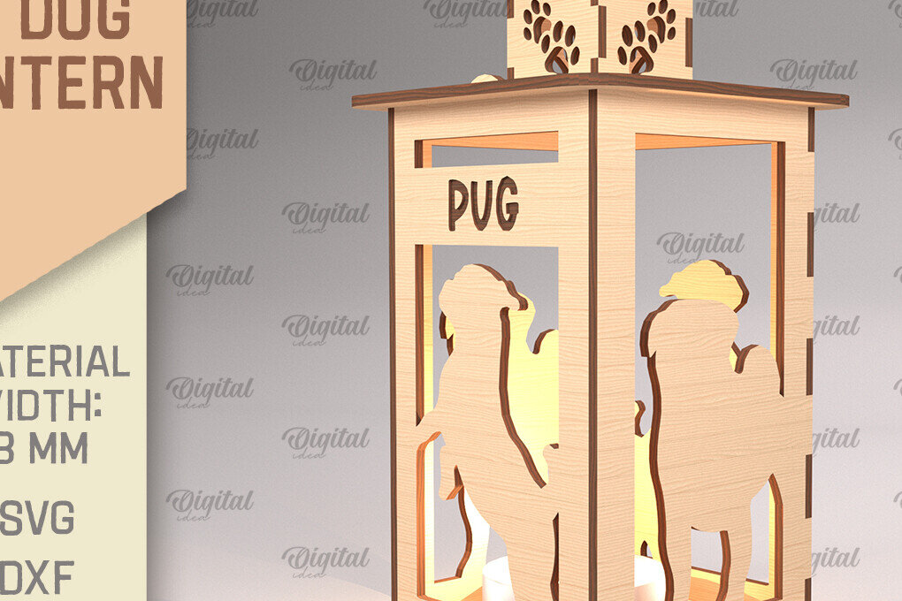 Intra απο ξύλο plywood 3mm-4mm πάχος Τρισδιάστατη κοπή φαναριού σκύλου με λέιζερ. Τρισδιάστατη λάμπα Δίασταση 30x20 cm INTRAFABR-90003453