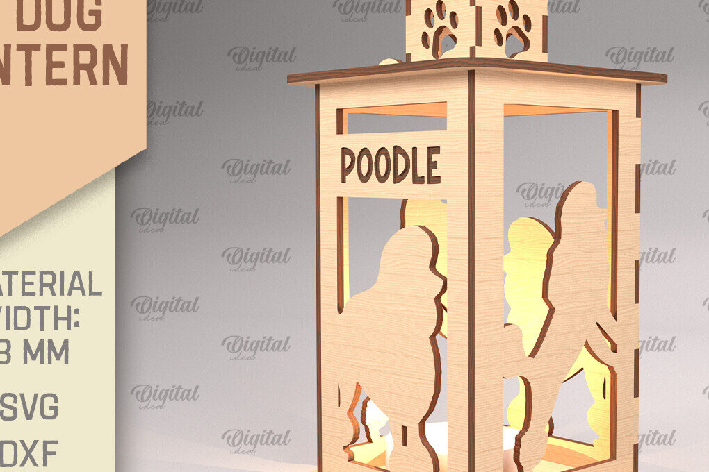 Intra απο ξύλο plywood 3mm-4mm πάχος Τρισδιάστατη κοπή φαναριού σκύλου με λέιζερ. Τρισδιάστατη λάμπα Δίασταση 30x20 cm INTRAFABR-90003640