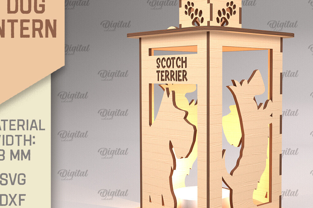 Intra απο ξύλο plywood 3mm-4mm πάχος Τρισδιάστατη κοπή φαναριού σκύλου με λέιζερ. Τρισδιάστατη λάμπα Δίασταση 30x20 cm INTRAFABR-90003833