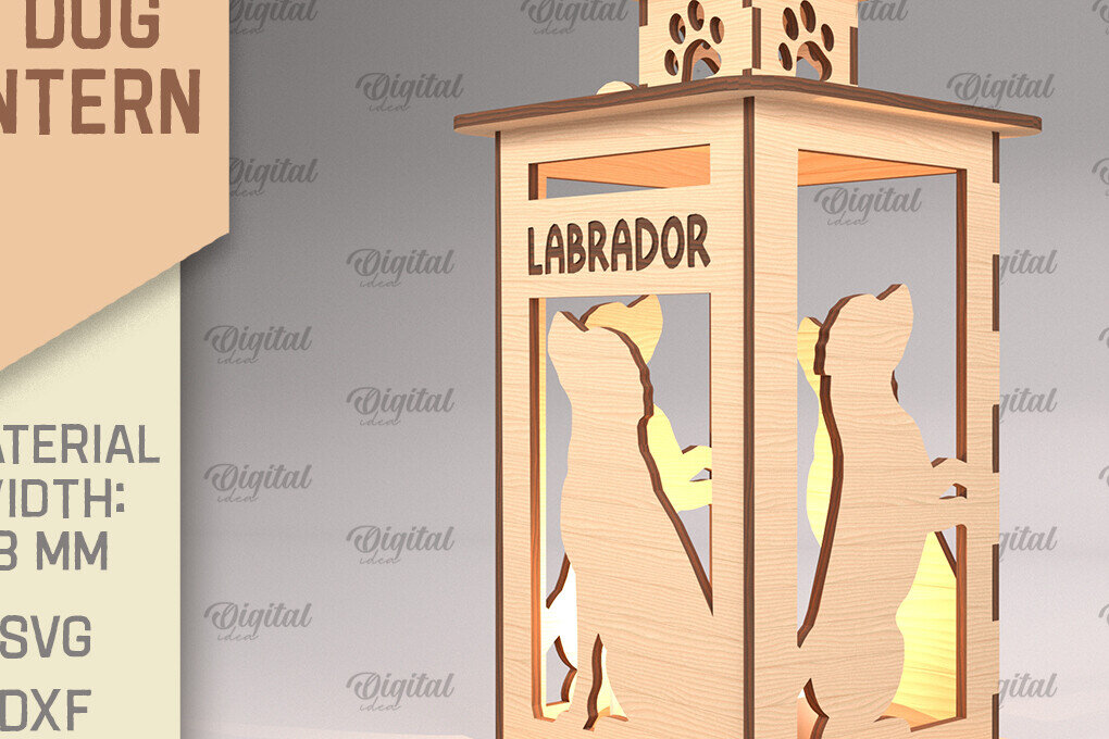 Intra απο ξύλο plywood 3mm-4mm πάχος Τρισδιάστατη κοπή φαναριού σκύλου με λέιζερ. Τρισδιάστατη λάμπα Δίασταση 30x20 cm INTRAFABR-90502719