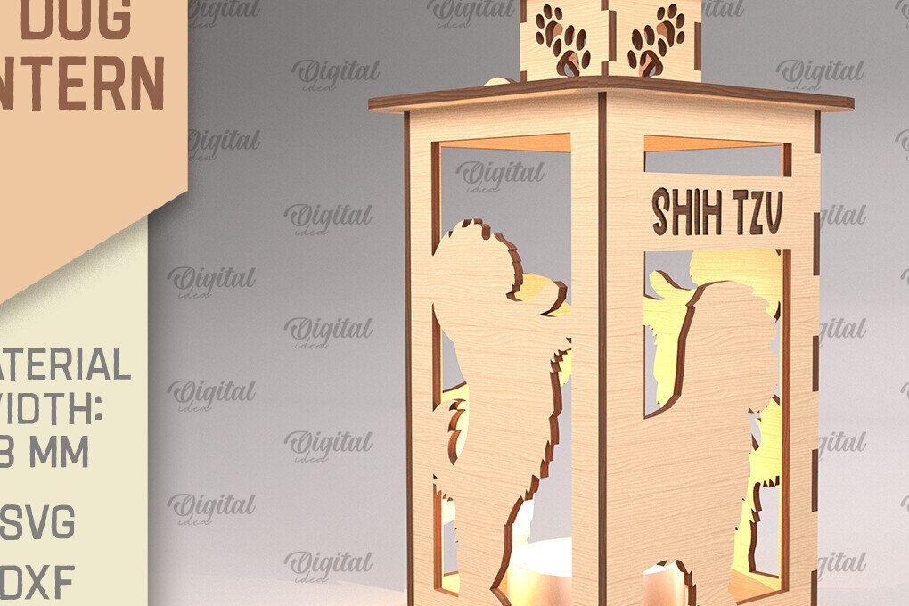 Intra απο ξύλο plywood 3mm-4mm πάχος Τρισδιάστατη κοπή φαναριού σκύλου με λέιζερ. Τρισδιάστατη λάμπα Δίασταση 30x20 cm INTRAFABR-90002986