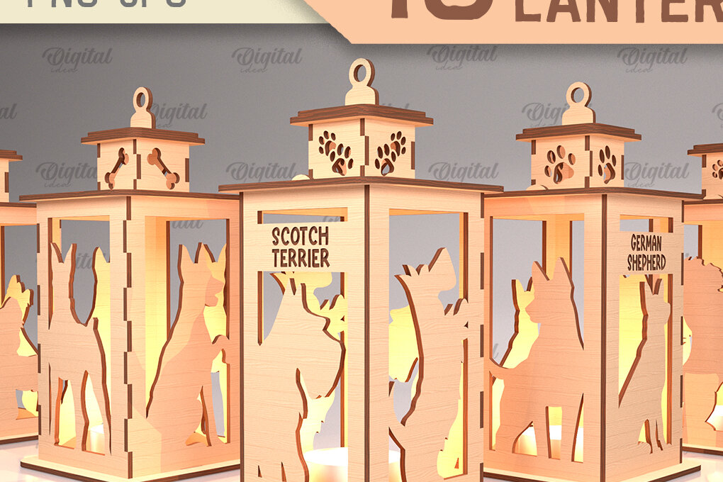 Intra απο ξύλο plywood 3mm-4mm πάχος Δέσμη 3D Dog Lantern Δίασταση 30x20 cm INTRAFABR-89942829