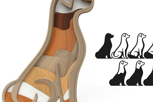 Intra απο ξύλο plywood 3mm-4mm πάχος 3D DOG - Πολυεπίπεδη διακόσμηση Δίασταση 30x20 cm INTRAFABR-89450118