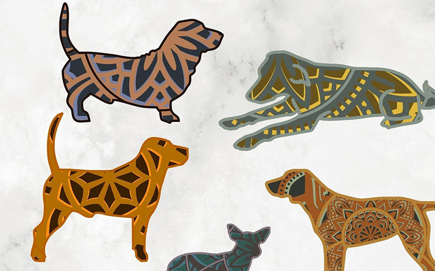 Σετ των 2 Intra απο ξύλο plywood 3mm-4mm πάχος 3D Dog Pet Δίασταση 30x30 cm INTRAFABR-77074660