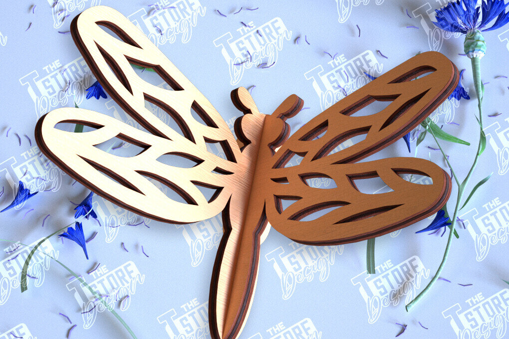 Intra απο ξύλο plywood 3mm-4mm πάχος 3D Dragonflie | Summer Design | CNC Δίασταση 30x20 cm INTRAFABR-98268771
