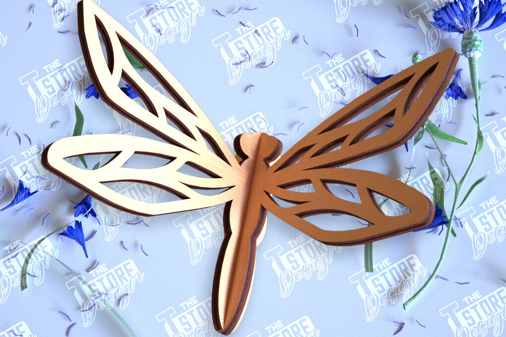 Intra απο ξύλο plywood 3mm-4mm πάχος 3D Dragonflie | Summer Design | CNC Δίασταση 30x20 cm INTRAFABR-98268786