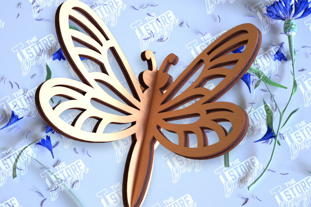 Intra απο ξύλο plywood 3mm-4mm πάχος 3D Dragonflie | Summer Design | CNC Δίασταση 30x20 cm INTRAFABR-98268761