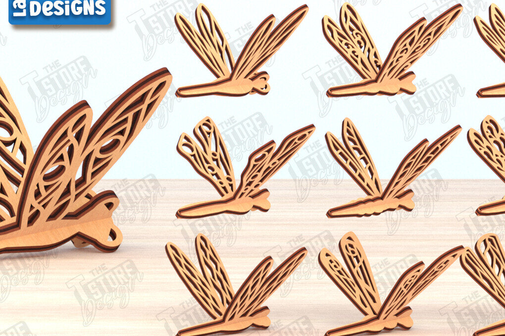 Intra απο ξύλο plywood 3mm-4mm πάχος Δέσμη 3D Dragonfly | CNC Δίασταση 30x20 cm INTRAFABR-119891029