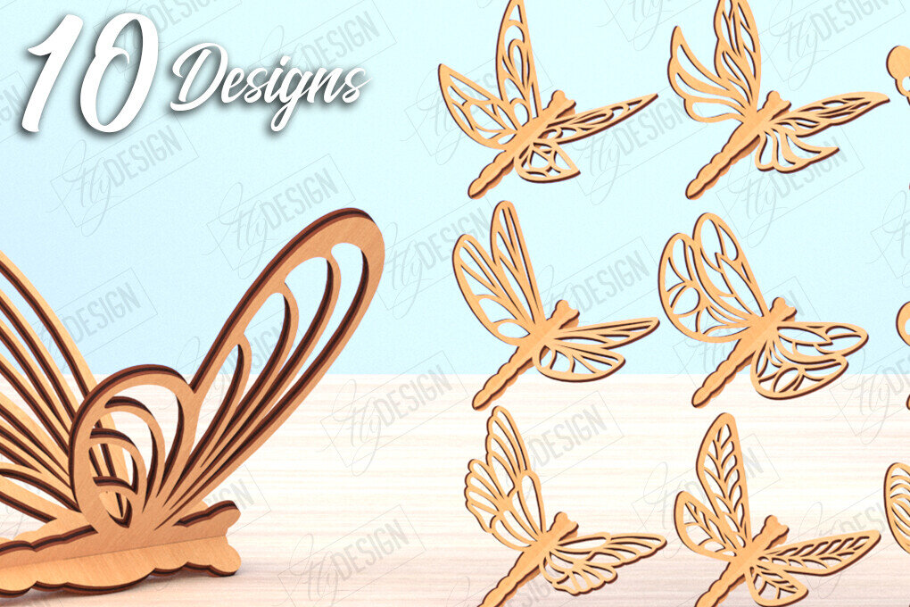 Intra απο ξύλο plywood 3mm-4mm πάχος Δέσμη 3D Dragonfly | Καλοκαίρι Δίασταση 30x20 cm INTRAFABR-119899135