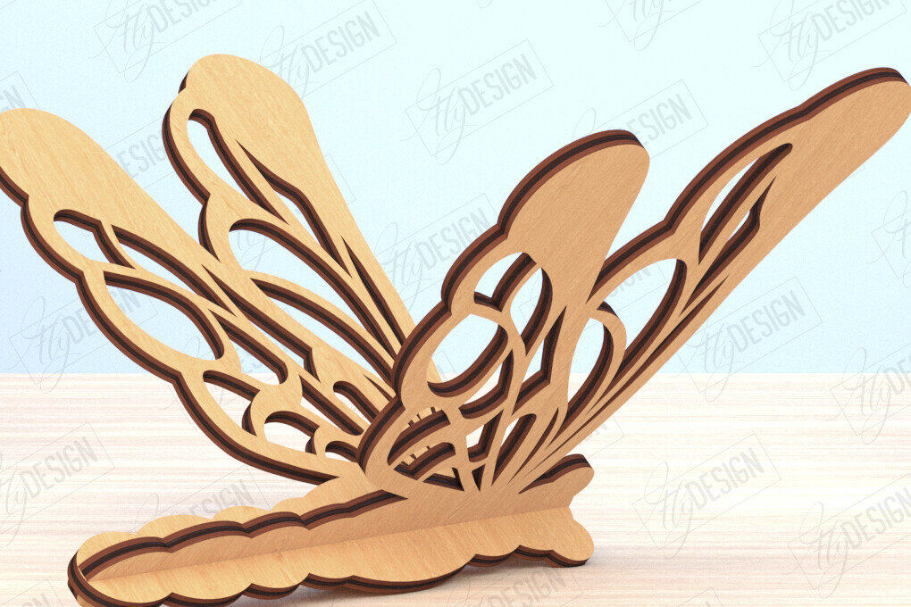 Intra απο ξύλο plywood 3mm-4mm πάχος 3D Dragonfly Cut  | Καλοκαιρινό σχέδιο Δίασταση 30x20 cm INTRAFABR-119898575