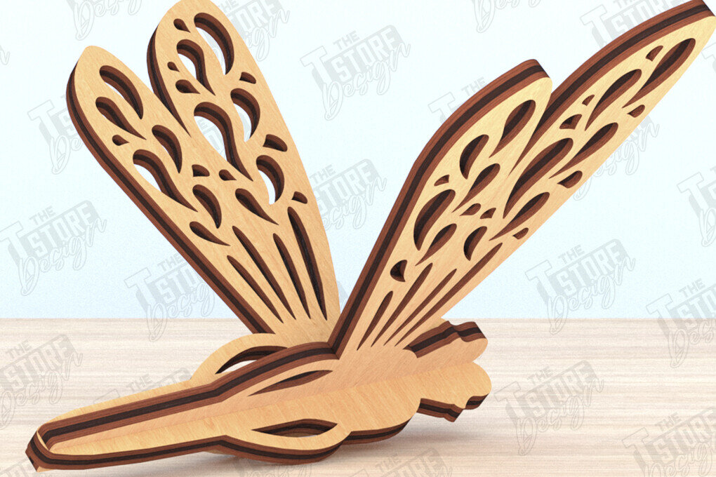 Intra απο ξύλο plywood 3mm-4mm πάχος 3D Dragonfly Cut  | Καλοκαιρινό σχέδιο Δίασταση 30x20 cm INTRAFABR-119890982