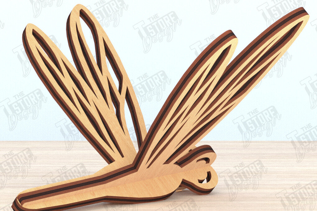 Intra απο ξύλο plywood 3mm-4mm πάχος 3D Dragonfly Cut  | Καλοκαιρινό σχέδιο Δίασταση 30x20 cm INTRAFABR-119890985