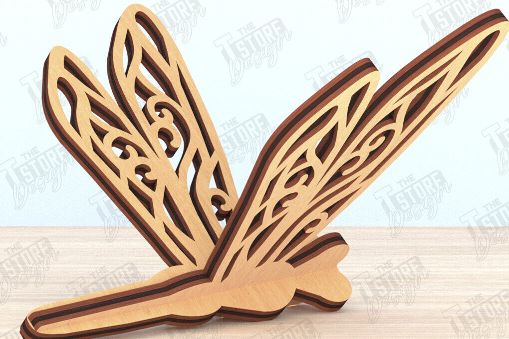 Intra απο ξύλο plywood 3mm-4mm πάχος 3D Dragonfly Cut  | Καλοκαιρινό σχέδιο Δίασταση 30x20 cm INTRAFABR-119890988
