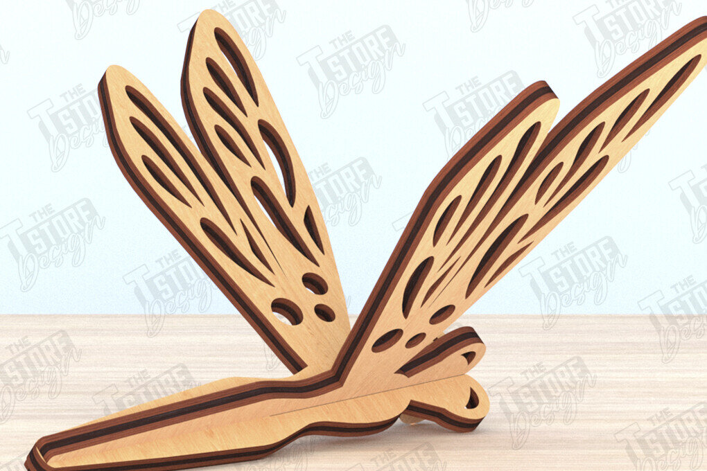 Intra απο ξύλο plywood 3mm-4mm πάχος 3D Dragonfly Cut  | Καλοκαιρινό σχέδιο Δίασταση 30x20 cm INTRAFABR-119890991