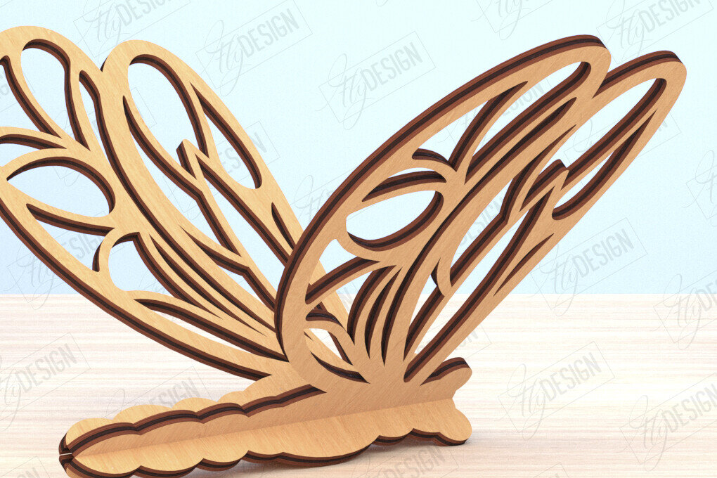 Intra απο ξύλο plywood 3mm-4mm πάχος 3D Dragonfly Cut  | Καλοκαιρινό σχέδιο Δίασταση 30x20 cm INTRAFABR-119898565