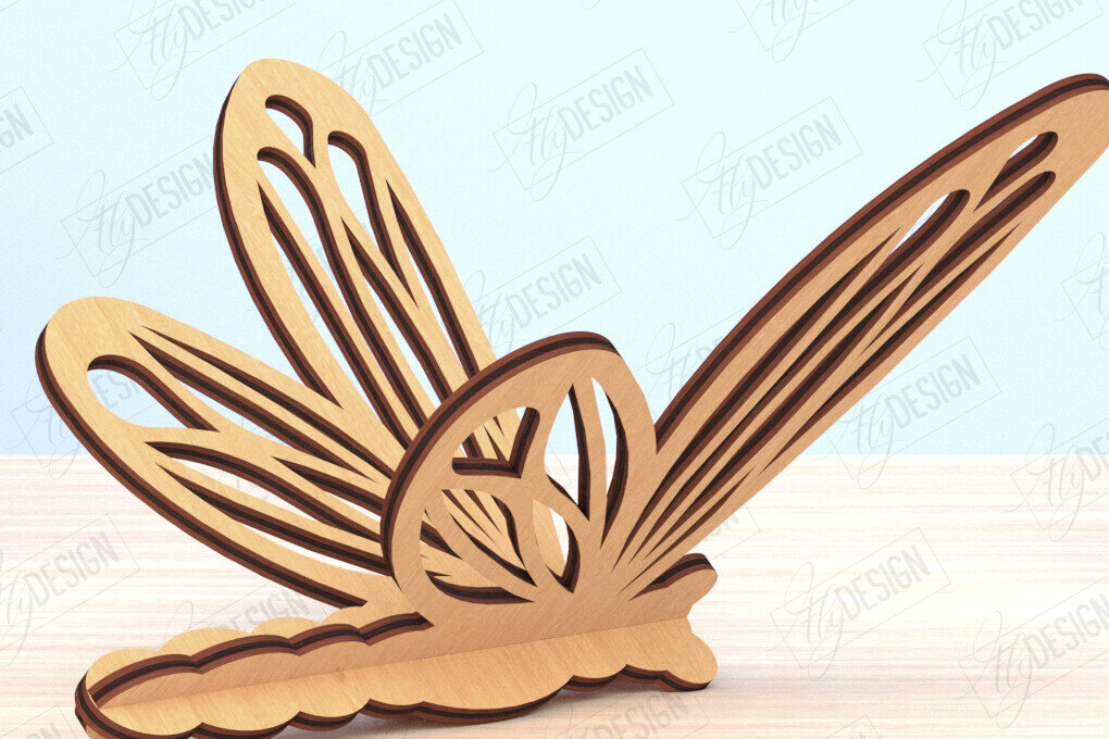 Intra απο ξύλο plywood 3mm-4mm πάχος 3D Dragonfly Cut  | Καλοκαιρινό σχέδιο Δίασταση 30x20 cm INTRAFABR-119898566