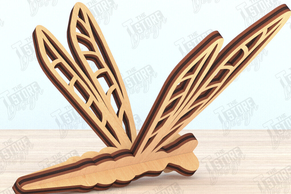 Intra απο ξύλο plywood 3mm-4mm πάχος 3D Dragonfly Cut  | Καλοκαιρινό σχέδιο Δίασταση 30x20 cm INTRAFABR-119890979
