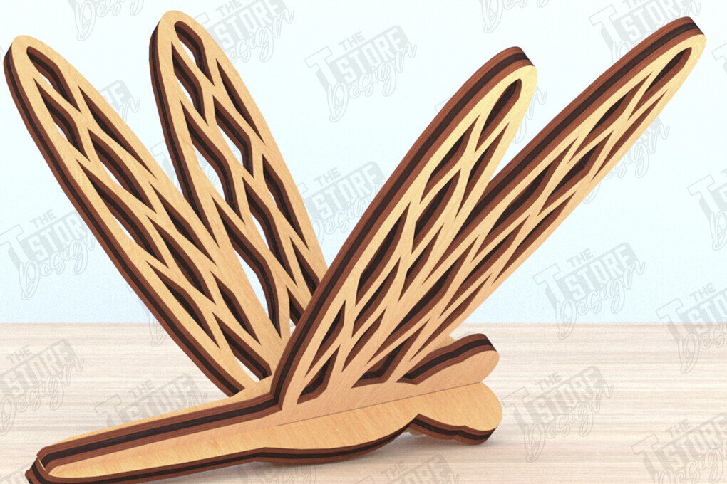 Intra απο ξύλο plywood 3mm-4mm πάχος 3D Dragonfly | Summer Design | CNC Δίασταση 30x20 cm INTRAFABR-119538420