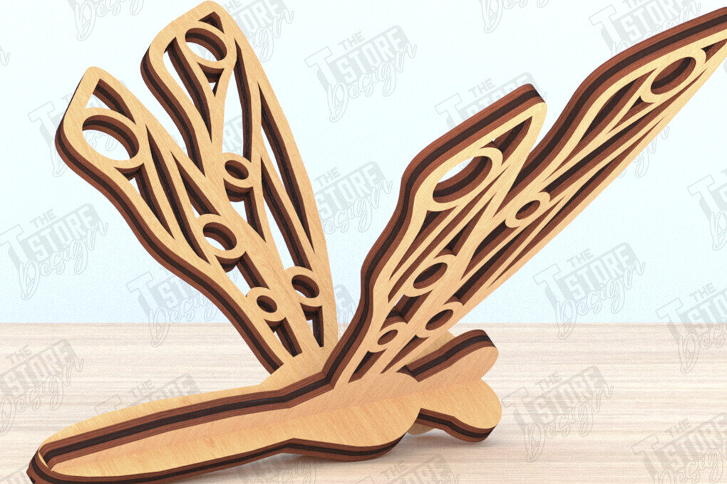 Intra απο ξύλο plywood 3mm-4mm πάχος 3D Dragonfly | Summer Design | CNC Δίασταση 30x20 cm INTRAFABR-119538432