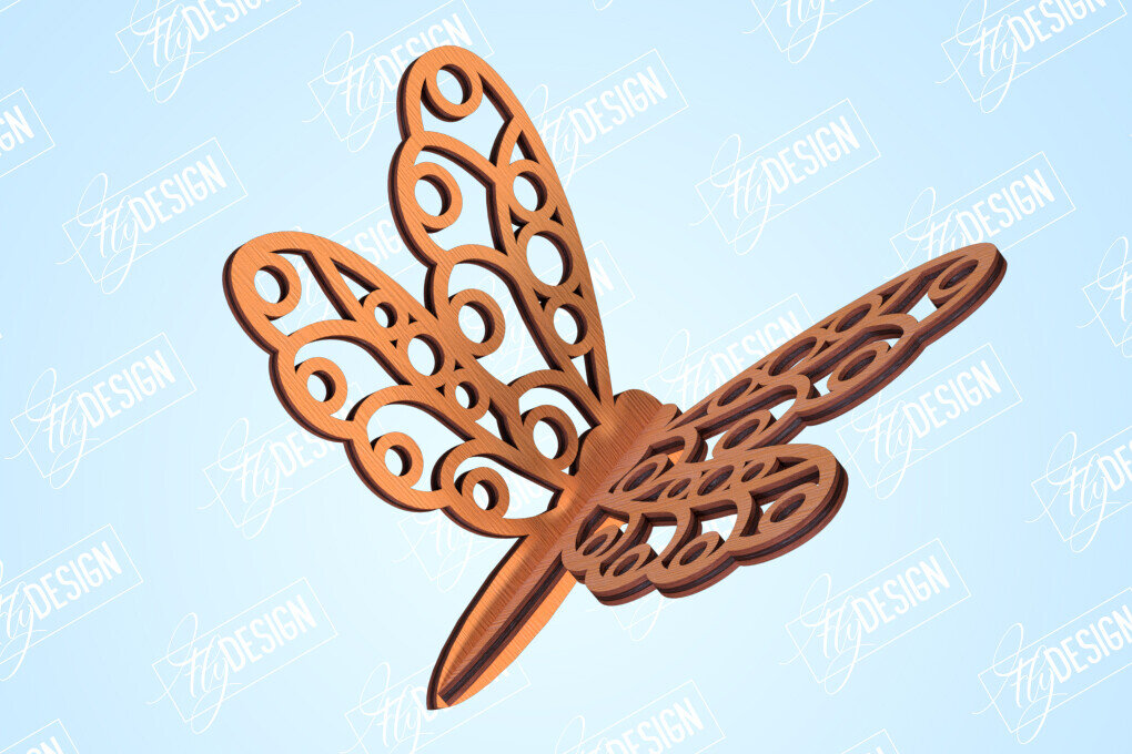 Intra απο ξύλο plywood 3mm-4mm πάχος 3D Dragonfly | Summer Design | CNC Δίασταση 30x20 cm INTRAFABR-99202635