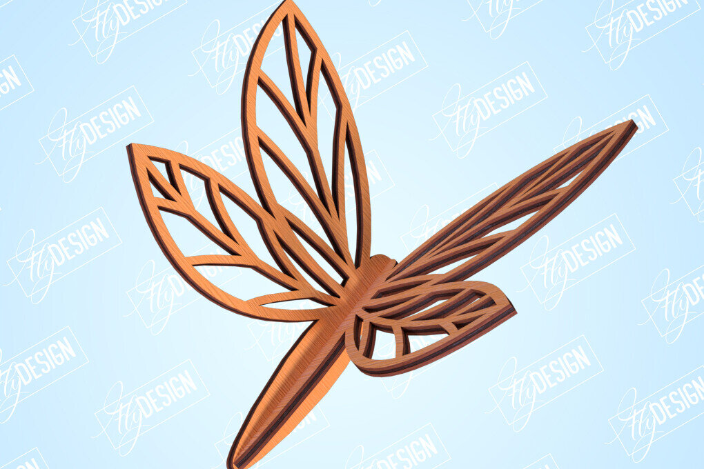 Intra απο ξύλο plywood 3mm-4mm πάχος 3D Dragonfly | Summer Design | CNC Δίασταση 30x20 cm INTRAFABR-99202657