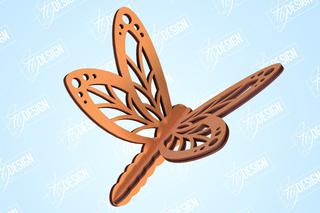 Intra απο ξύλο plywood 3mm-4mm πάχος 3D Dragonfly | Summer Design | CNC Δίασταση 30x20 cm INTRAFABR-99202663
