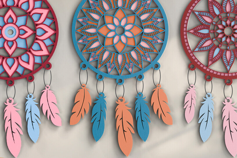 Intra απο ξύλο plywood 3mm-4mm πάχος 3D Dream Catchers Layered BNDLE Δίασταση 20x30 cm INTRAFABR-101454377